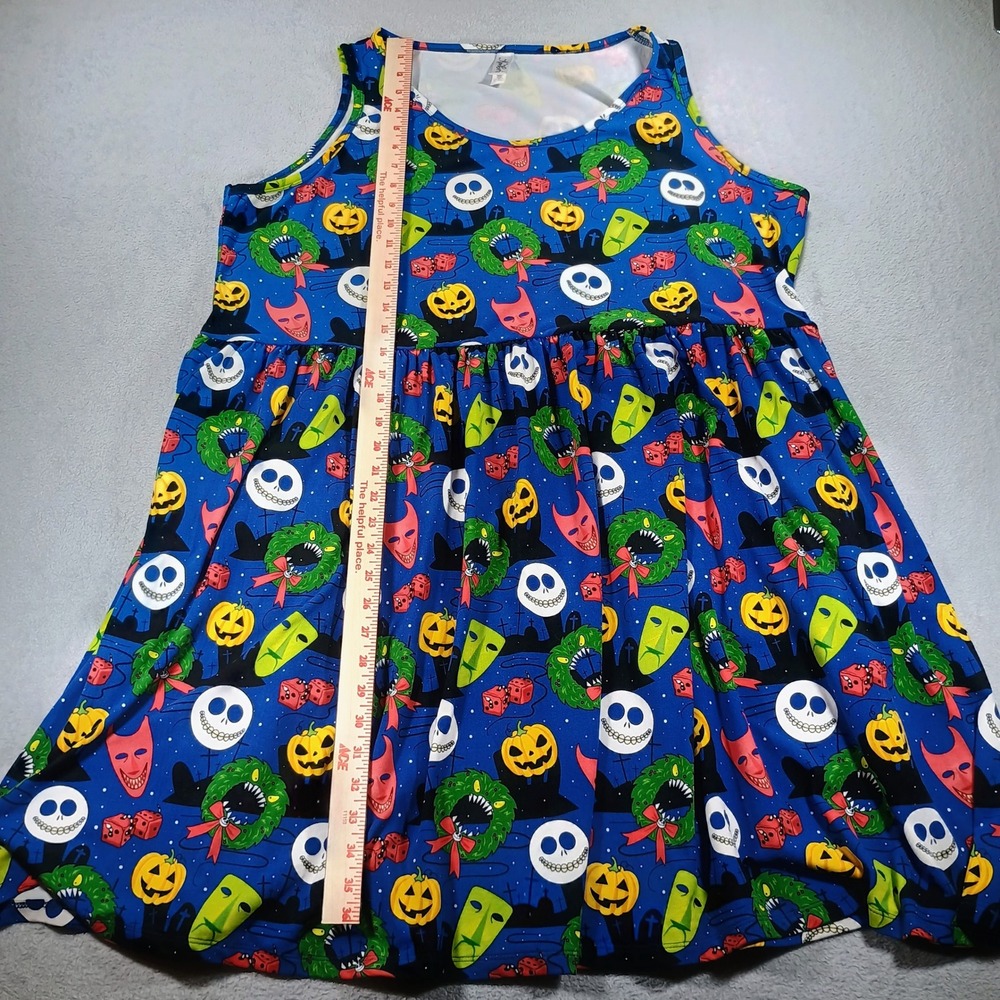Ambrie Womens Nightmare Before Christmas Dress Blue 3XL Jack Skellington Print
